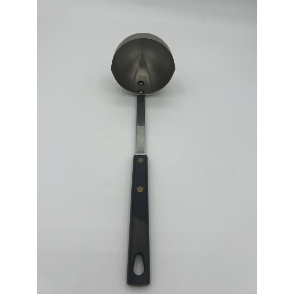 Vtg Household Stainless Steel Ladle Black Handle Pour Spout Hanging USA Kitchen